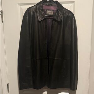 Elegant Black Leather Trench Coat